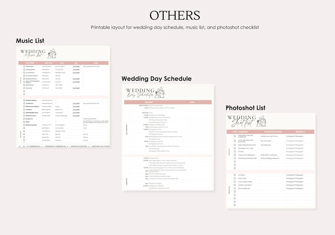 Wedding Planner Spreadsheet